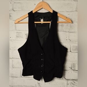 Vintage Y2K Black Button Front Vest Bizz Girl 90s Sleeveless Racerback